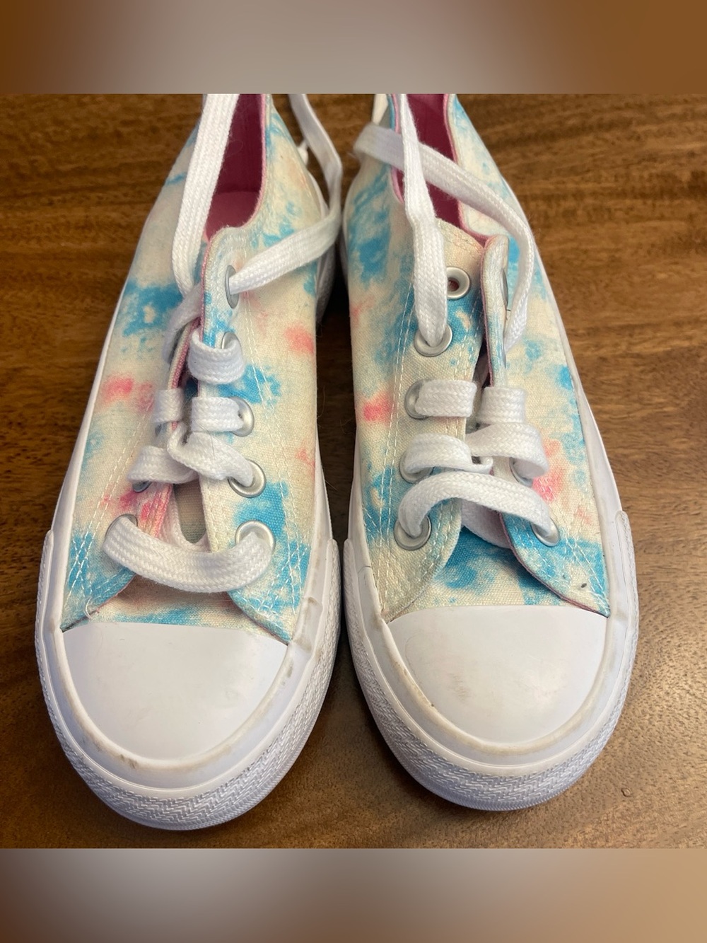 wonder nation Tie-Dye Canvas Sneakers in White, Blue, Pink like converse